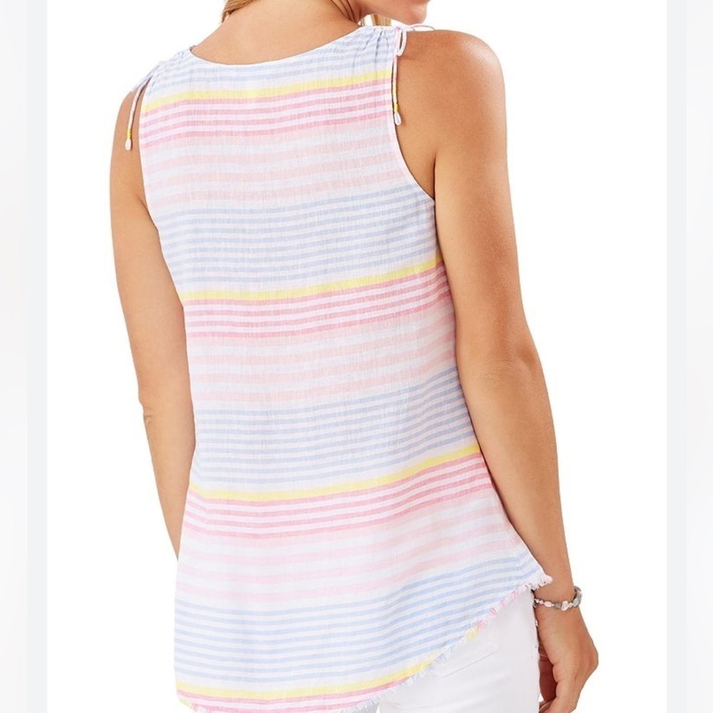 Tommy Bahama Harbour Stripe Shell Tank Top, Linen blend - Picture 2 of 7
